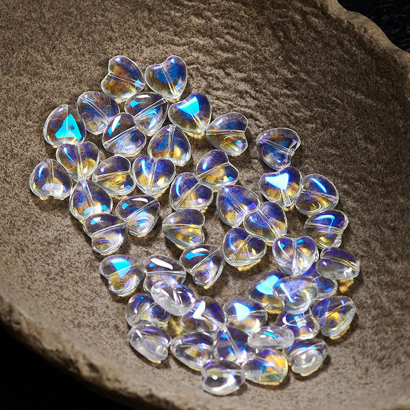 TK184 1 listing contains 10 beads 14mm Straight Hole Heart Shaped Glass Beads Y2K Aesthetic Loose Heart Beads, DIY Jewelry Making Supplies for Bracelets, Phone Charms, Keychains & Handmade Decor Accessories