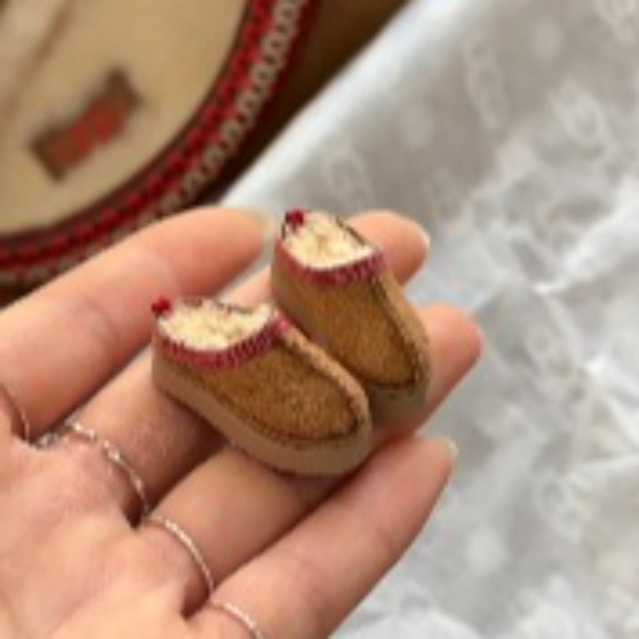 BJD613 20 Days Pre‑order Handmade Patchwork Clay Fleece Lined Snow Slippers for Dolls, Wearable Classic Mini Shoes, Fits OB22, OB24, BJD, Blythe, Azone Dolls, Custom Available, Worldwide Shipping