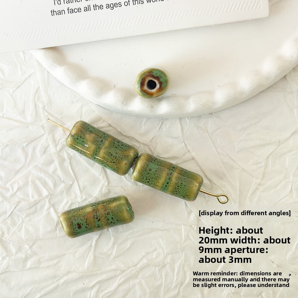X2298 2Pcs Green Ceramic Beads, Cube Star Rose Butterfly Pumpkin Shell Heart & Round Shapes, Irregular Straight Hole Spacer Beads for DIY Bracelet Necklace Jewelry Making