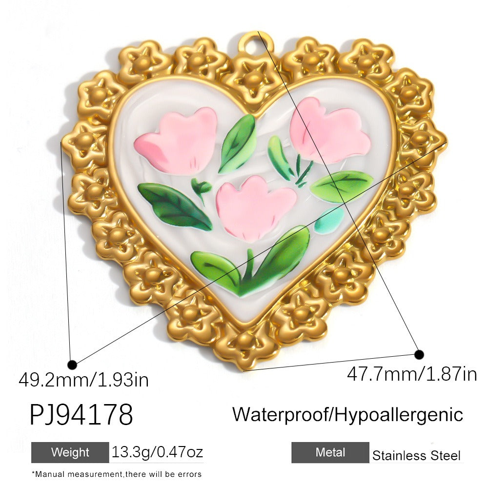 X2292 Stainless Steel Gold Plated Rose Wind Chime Strawberry Sunflower Daisy Cat Pendant, DIY Accessories for Bracelet Necklace Earrings