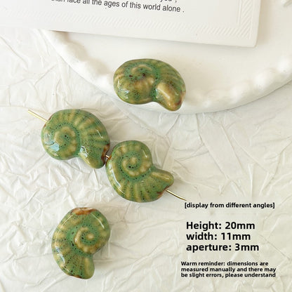 X2298 2Pcs Green Ceramic Beads, Cube Star Rose Butterfly Pumpkin Shell Heart & Round Shapes, Irregular Straight Hole Spacer Beads for DIY Bracelet Necklace Jewelry Making