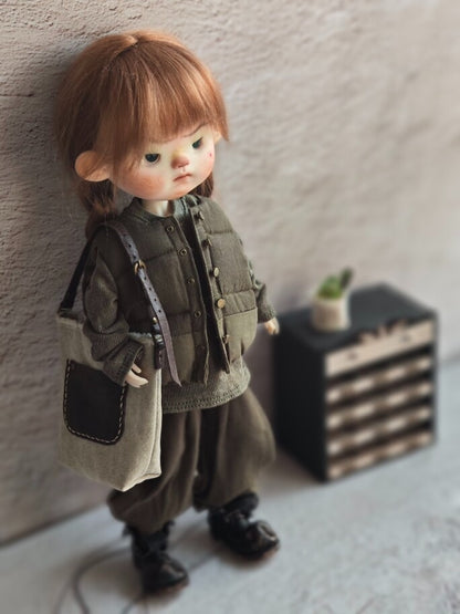 BJD592 30 Days Preorder Suitable for OB22, OB24, BJD, Blythe, Azone Doll | Vintage Washed Linen Rolled Edge Casual Pants & Long Sleeve T-shirt, Classic Outfit, Worldwide Shipping
