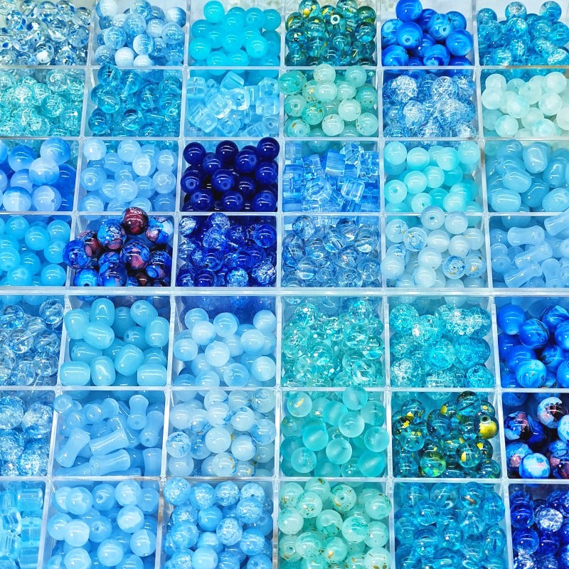 TK188 20Pcs Blue Tone Round Glass Beads(6/7/8/10mm Light Dark Blue), Aesthetic Loose Beads for DIY Bracelets Necklaces Earrings Handmade Jewelry Craft Supplies | 1 Listing Contains 20 Beads, Photos Are For Display Only