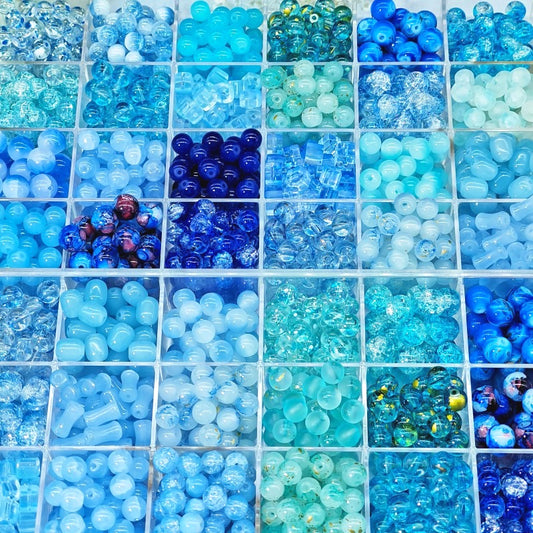 TK188 20Pcs Blue Tone Round Glass Beads(6/7/8/10mm Light Dark Blue), Aesthetic Loose Beads for DIY Bracelets Necklaces Earrings Handmade Jewelry Craft Supplies | 1 Listing Contains 20 Beads, Photos Are For Display Only