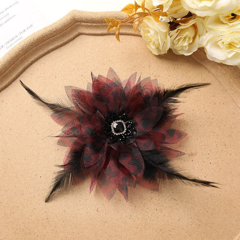 X2324 Three-Dimensional Multi-Layer Pearl Feather Organza Flower Charms, DIY Handmade Base for Earrings Rings Brooches Jewelry Making Bulk Craft Supplies
