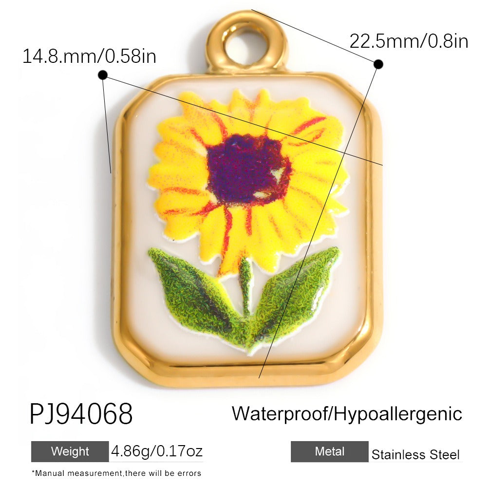 X2292  Stainless Steel Gold Plated Rose Wind Chime Strawberry Sunflower Daisy Cat Pendant, DIY Accessories for Bracelet Necklace Earrings