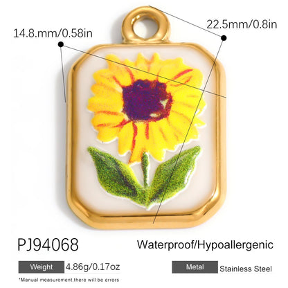 X2292  Stainless Steel Gold Plated Rose Wind Chime Strawberry Sunflower Daisy Cat Pendant, DIY Accessories for Bracelet Necklace Earrings
