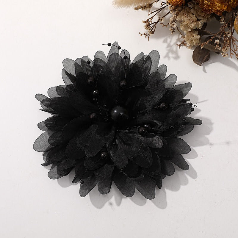 X2324 Three-Dimensional Multi-Layer Pearl Feather Organza Flower Charms, DIY Handmade Base for Earrings Rings Brooches Jewelry Making Bulk Craft Supplies