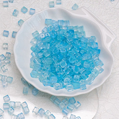 TK187 About 50pcs 7mm square sugar crystal clear glass beads, transparent matte beads, handcrafted DIY jewelry, handcrafted bracelet, necklace, earrings, accessory materials