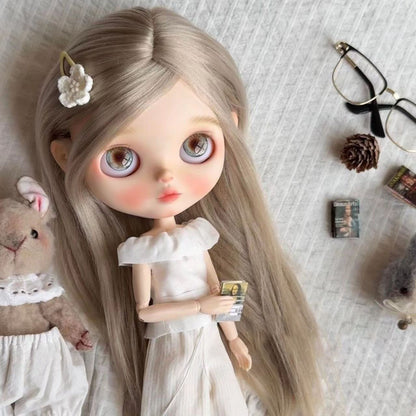 BJD608 15 Days Pre‑order  Handmade Princess Milk Brown Series Doll Wig, High Temperature Fiber Hair Blank, Suitable for OB22, OB24, BJD, Blythe, Azone Doll, Head Circumference 24.5-26.5cm, Customizable, Worldwide Shipping