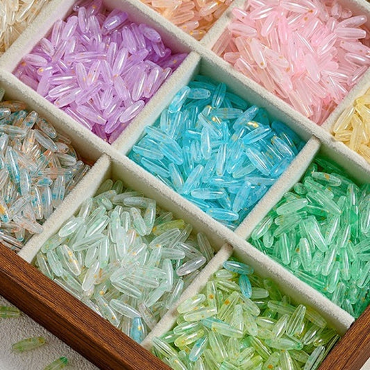 TK185 Ten beads  4×12mm Frosted Glass Long Strip Sequin Beads, Aesthetic Matte Loose Beads for DIY Bracelet Necklace Earrings Handmade Jewelry Craft Supplies | 1 Listing Has 10 Beads, Photos For Display Only