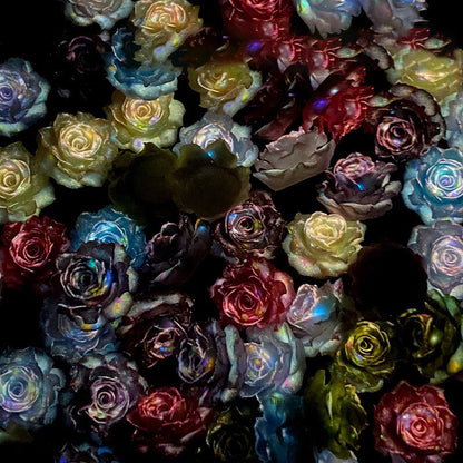 X2645 10Pcs 3D True‑Love Rose Solid Color Resin Soft Rubber Flowers, DIY Craft Materials for Ancient‑Style Hairpin, Hair Clip, Bracelet, Necklace, Earring & Nail Art Accessories
