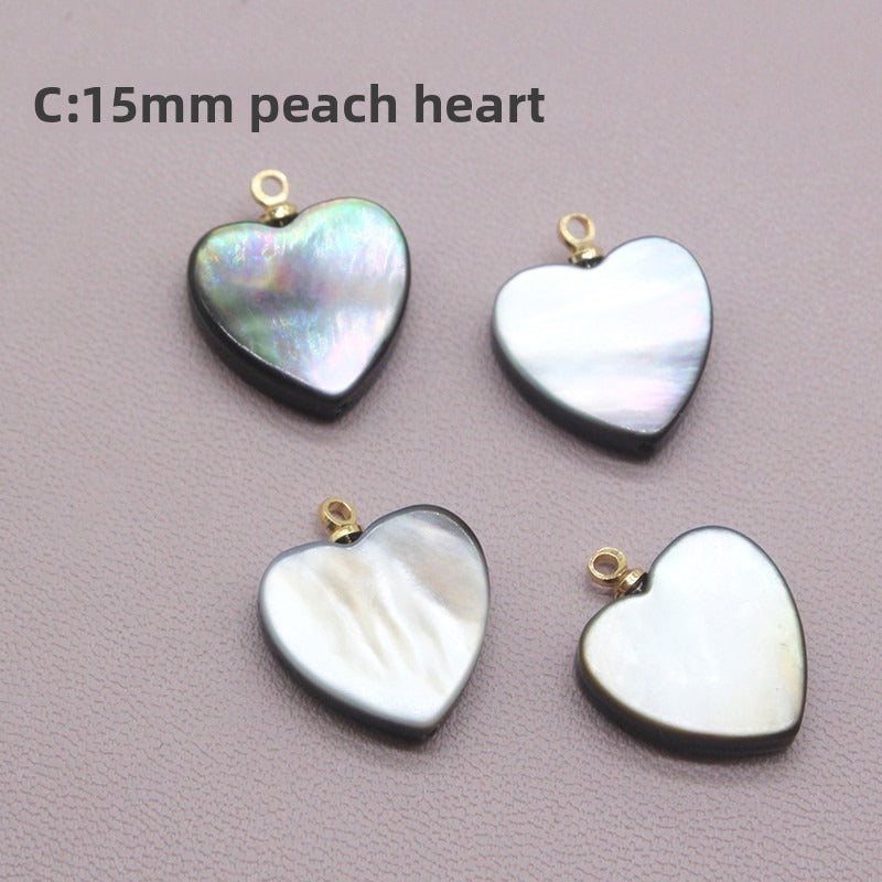 X2423 14K Gold Copper Plated Square & Heart Black Bezel Cut Pendant Charms, DIY Handmade Bracelet Necklace Earring Jewelry Making Accessories