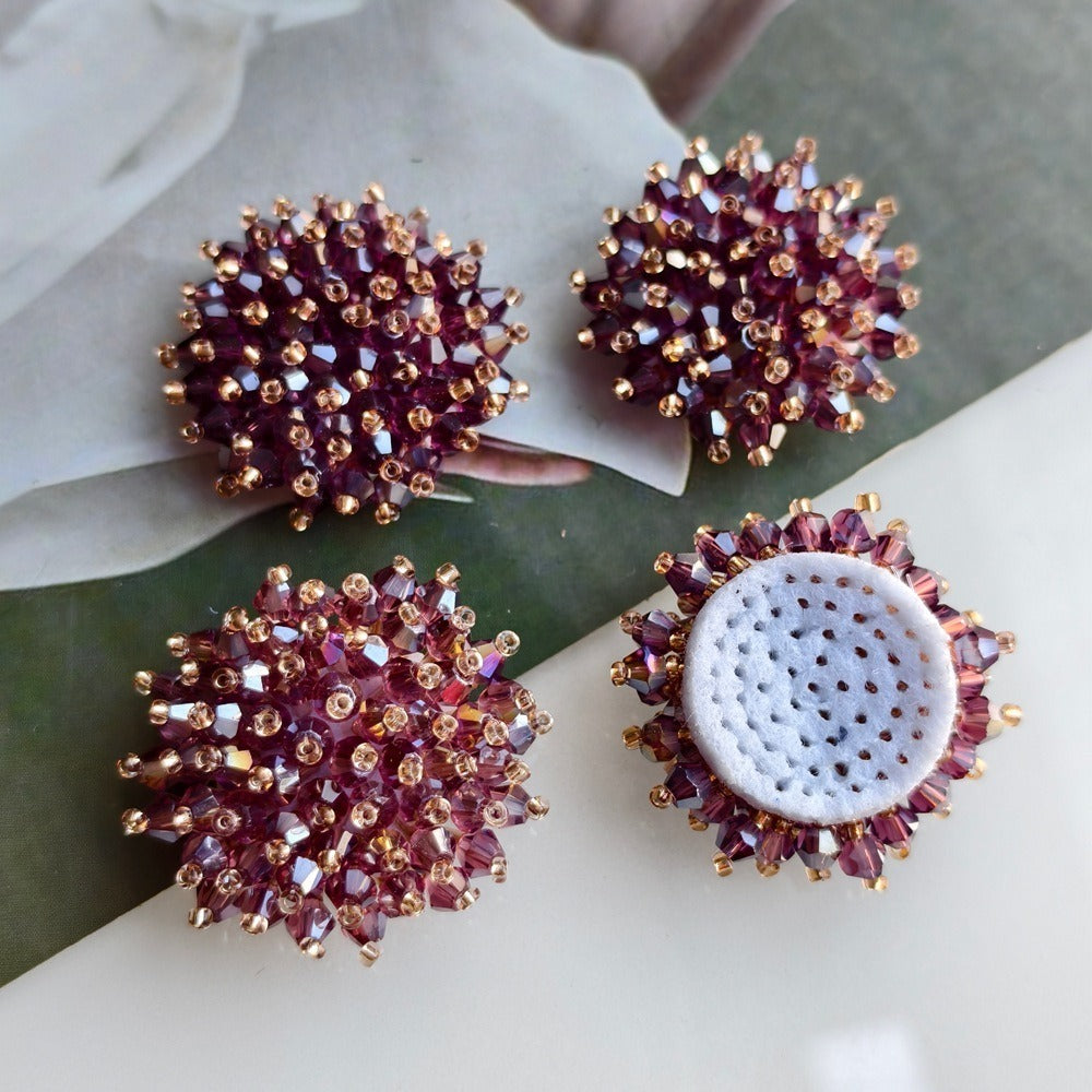 X2413 Hand Wrapped Crystal Glass Beaded Flower Brooch Core, DIY Craft Accessories Materials for Handmade Bracelet Necklace Earring Jewelry Making Supplies