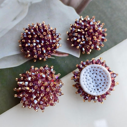 X2413 Hand Wrapped Crystal Glass Beaded Flower Brooch Core, DIY Craft Accessories Materials for Handmade Bracelet Necklace Earring Jewelry Making Supplies