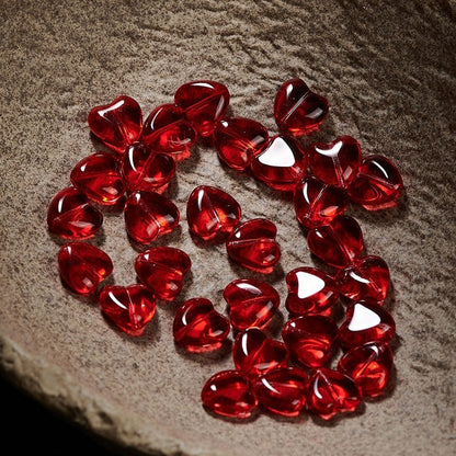 TK184 1 listing contains 10 beads 14mm Straight Hole Heart Shaped Glass Beads Y2K Aesthetic Loose Heart Beads, DIY Jewelry Making Supplies for Bracelets, Phone Charms, Keychains & Handmade Decor Accessories