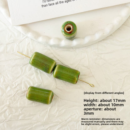 X2298 2Pcs Green Ceramic Beads, Cube Star Rose Butterfly Pumpkin Shell Heart & Round Shapes, Irregular Straight Hole Spacer Beads for DIY Bracelet Necklace Jewelry Making