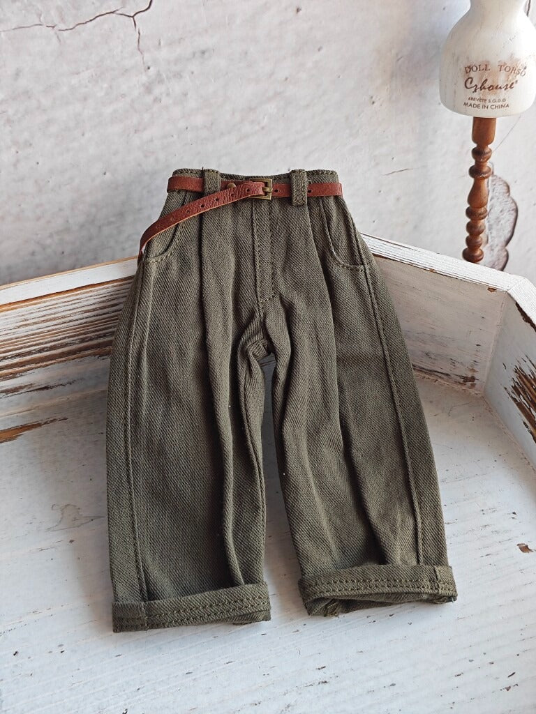BJD592 30 Days Preorder Suitable for OB22, OB24, BJD, Blythe, Azone Doll | Vintage Washed Linen Rolled Edge Casual Pants & Long Sleeve T-shirt, Classic Outfit, Worldwide Shipping