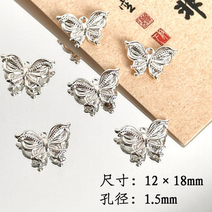 TK87 2Pcs Bright Silver Alloy Butterfly Pendant & Spacer Beads, DIY Handmade Bracelet Necklace Jewelry Making Accessories