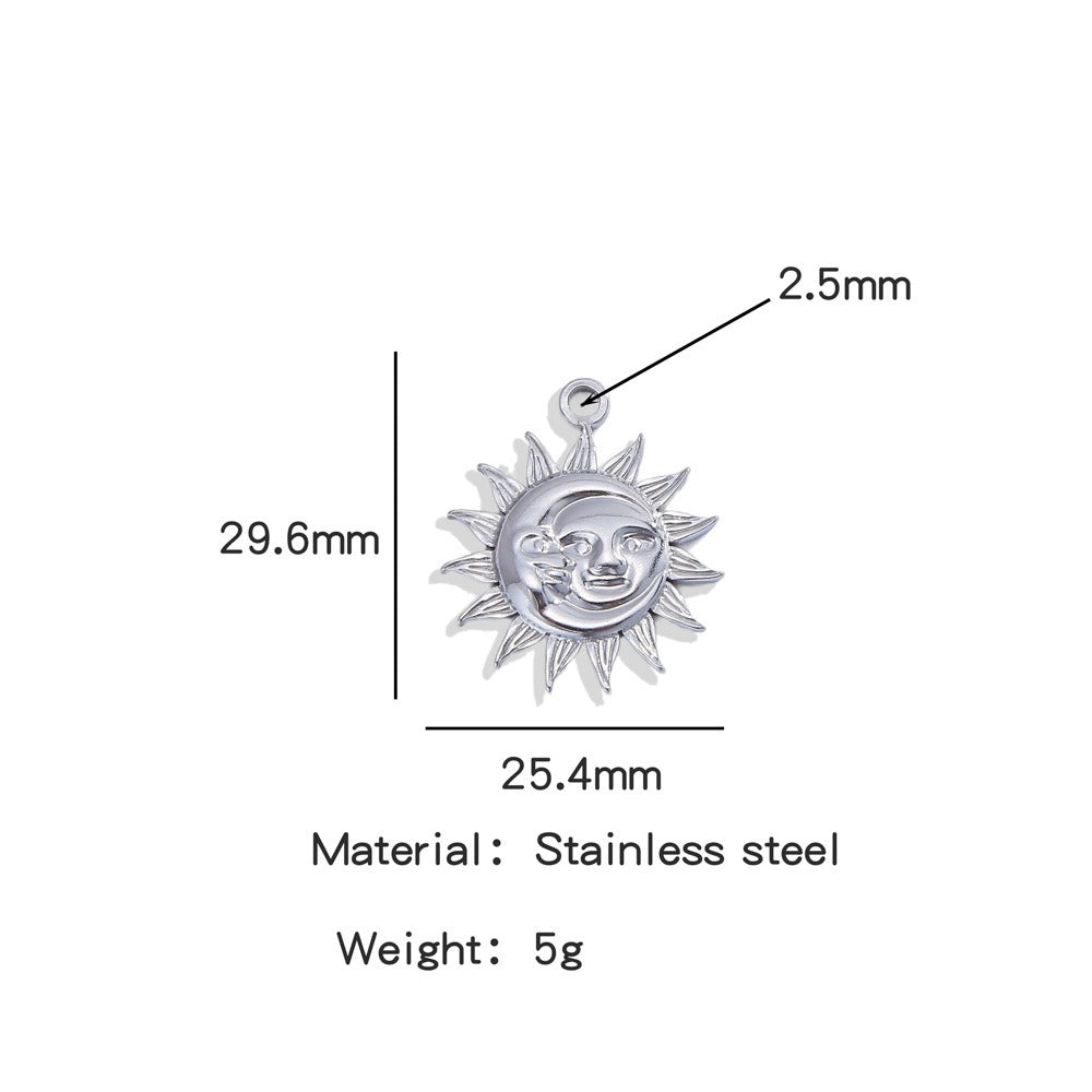 X2011  Stainless Steel Sun &amp; Flower Charms, Gold/Silver Plated Pendants for DIY Jewelry Making