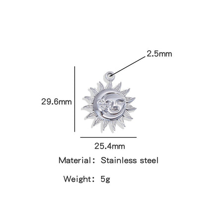 X2011  Stainless Steel Sun &amp; Flower Charms, Gold/Silver Plated Pendants for DIY Jewelry Making