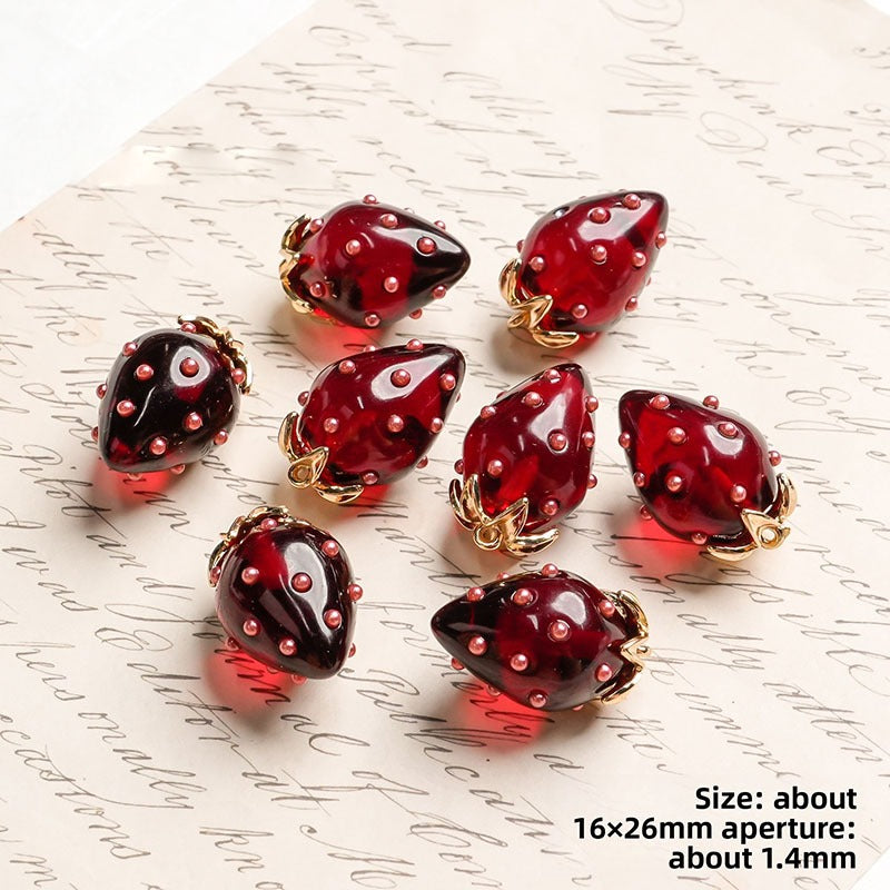 X2442 Cute Rhinestone Pearl 3D Strawberry Pendants, Large & Medium Size, DIY Handmade Accessories for Bracelets, Necklaces, Earrings & Phone Charms