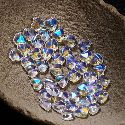 TK184 1 listing contains 10 beads 14mm Straight Hole Heart Shaped Glass Beads Y2K Aesthetic Loose Heart Beads, DIY Jewelry Making Supplies for Bracelets, Phone Charms, Keychains & Handmade Decor Accessories