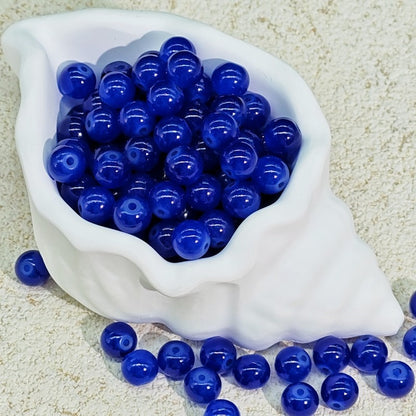 TK188 20Pcs Blue Tone Round Glass Beads(6/7/8/10mm Light Dark Blue), Aesthetic Loose Beads for DIY Bracelets Necklaces Earrings Handmade Jewelry Craft Supplies | 1 Listing Contains 20 Beads, Photos Are For Display Only