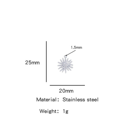 X2011  Stainless Steel Sun &amp; Flower Charms, Gold/Silver Plated Pendants for DIY Jewelry Making