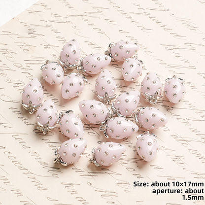 X2442 Cute Rhinestone Pearl 3D Strawberry Pendants, Large & Medium Size, DIY Handmade Accessories for Bracelets, Necklaces, Earrings & Phone Charms