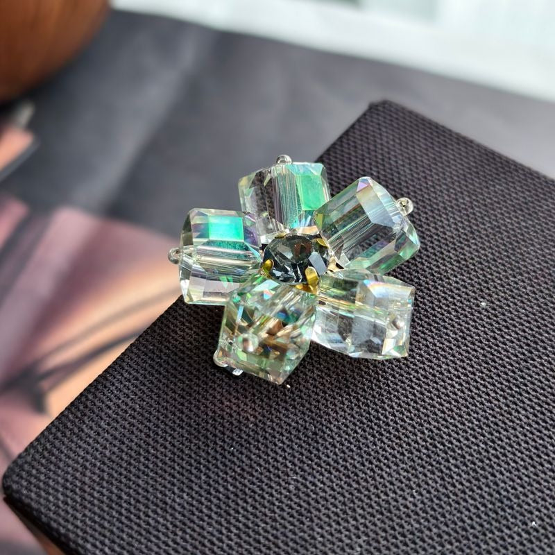 X2410  Hand Wrapped Square Sugar Rhinestone Crystal Glass Flower Half-finished Beads, DIY Craft Accessories for Handmade Bracelet Necklace Earring Jewelry Making Supplies