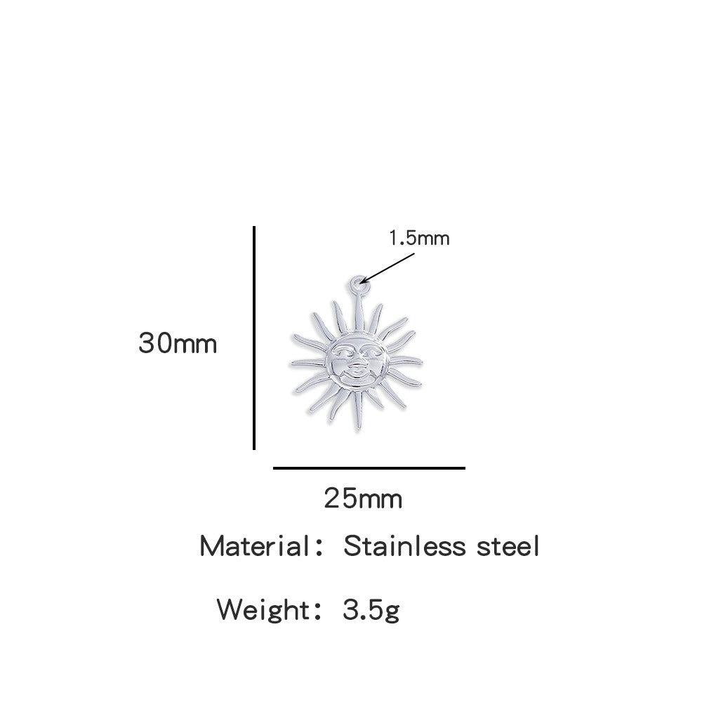 X2011  Stainless Steel Sun &amp; Flower Charms, Gold/Silver Plated Pendants for DIY Jewelry Making