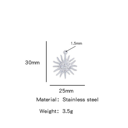 X2011  Stainless Steel Sun &amp; Flower Charms, Gold/Silver Plated Pendants for DIY Jewelry Making
