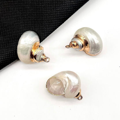X2293 Natural sea shell with gold-gilded edges pendant for DIY handmade bracelet, necklace, earrings or other decorative accessories. Material: Natural sea shell
