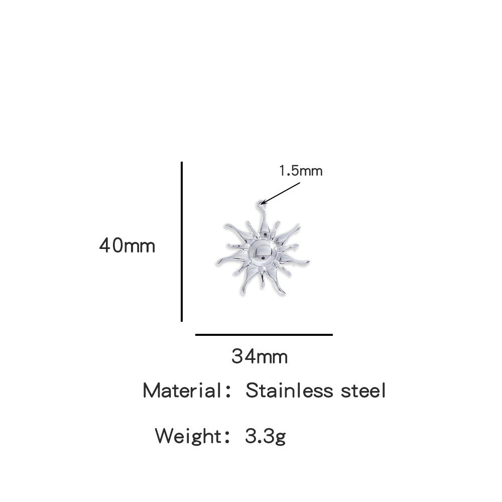 X2011  Stainless Steel Sun &amp; Flower Charms, Gold/Silver Plated Pendants for DIY Jewelry Making