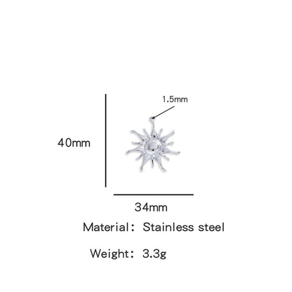X2011  Stainless Steel Sun &amp; Flower Charms, Gold/Silver Plated Pendants for DIY Jewelry Making