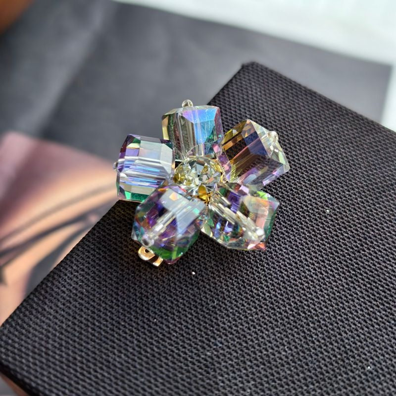X2410  Hand Wrapped Square Sugar Rhinestone Crystal Glass Flower Half-finished Beads, DIY Craft Accessories for Handmade Bracelet Necklace Earring Jewelry Making Supplies