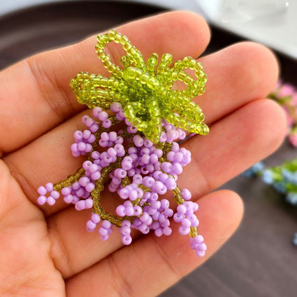 X2414  Asymmetric Contrast Color Beach Style Flower Earrings Charms, Multi Hand Woven Grape Flower Bead Strand DIY Craft Materials for Handmade Bracelet Necklace Earring Jewelry Making Supplies