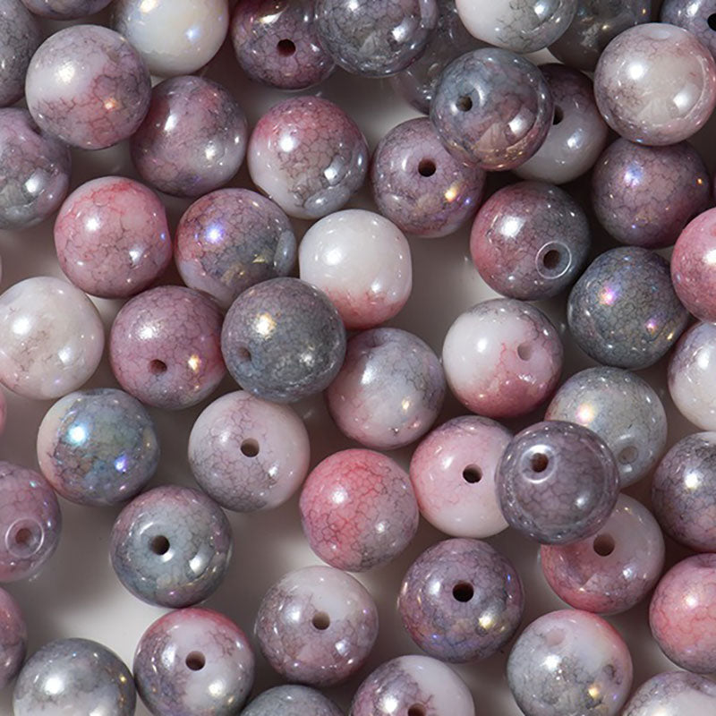 X2417 20Pcs Dragon Pattern Ice Cream Cracked Glass Beads 6/8/10mm Round Spacer Beads DIY Jewelry Making Charms