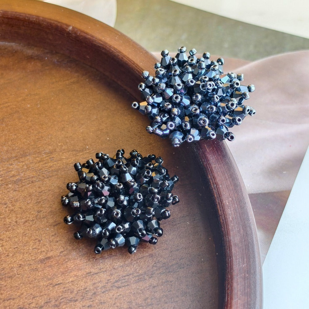 X2413 Hand Wrapped Crystal Glass Beaded Flower Brooch Core, DIY Craft Accessories Materials for Handmade Bracelet Necklace Earring Jewelry Making Supplies