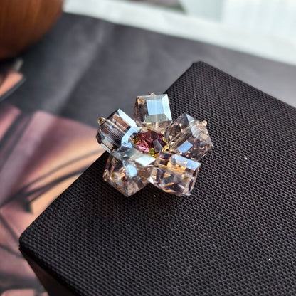 X2410  Hand Wrapped Square Sugar Rhinestone Crystal Glass Flower Half-finished Beads, DIY Craft Accessories for Handmade Bracelet Necklace Earring Jewelry Making Supplies