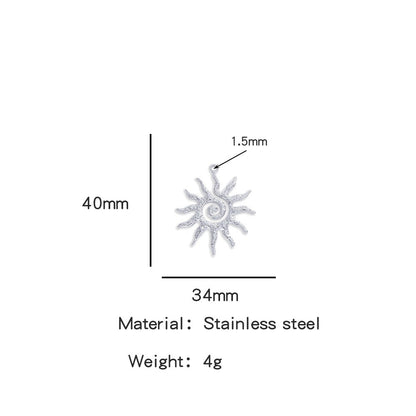 X2011  Stainless Steel Sun &amp; Flower Charms, Gold/Silver Plated Pendants for DIY Jewelry Making