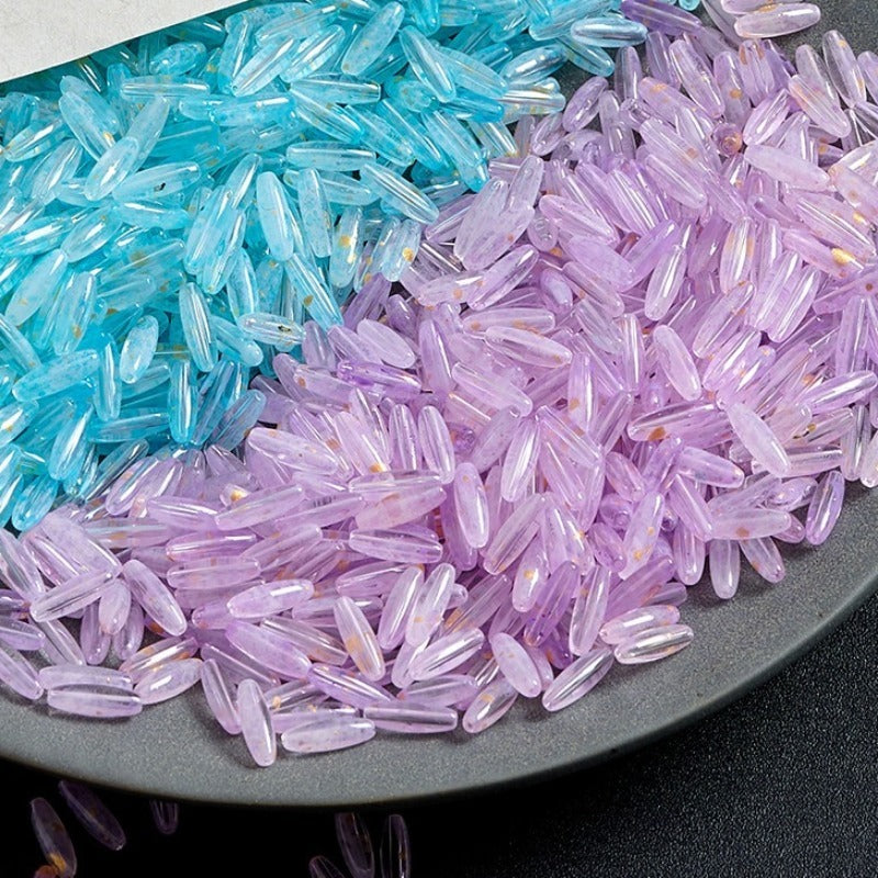 TK185 Ten beads  4×12mm Frosted Glass Long Strip Sequin Beads, Aesthetic Matte Loose Beads for DIY Bracelet Necklace Earrings Handmade Jewelry Craft Supplies | 1 Listing Has 10 Beads, Photos For Display Only
