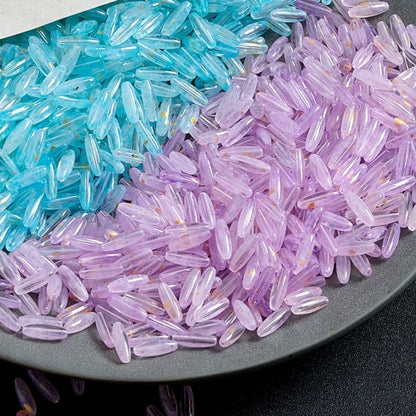 TK185 Ten beads  4×12mm Frosted Glass Long Strip Sequin Beads, Aesthetic Matte Loose Beads for DIY Bracelet Necklace Earrings Handmade Jewelry Craft Supplies | 1 Listing Has 10 Beads, Photos For Display Only