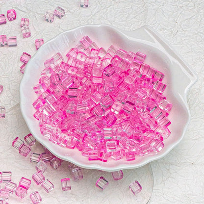 TK187 About 50pcs 7mm square sugar crystal clear glass beads, transparent matte beads, handcrafted DIY jewelry, handcrafted bracelet, necklace, earrings, accessory materials
