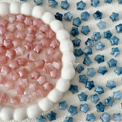 TK100 5Pcs 13mm Gradient Textured Acrylic Star Beads DIY Bracelet Phone Chain Jewelry Accessories