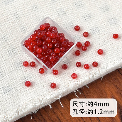 TK99 10pcs  natural stone red agate red 4/6mm through-hole drop beads for handmade string necklaces, bracelets, DIY accessories, material