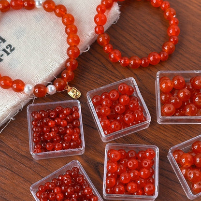 TK99 10pcs  natural stone red agate red 4/6mm through-hole drop beads for handmade string necklaces, bracelets, DIY accessories, material