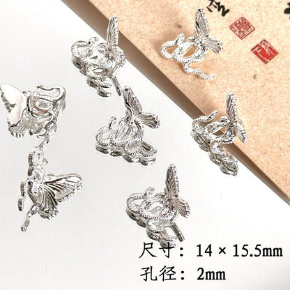 TK87 2Pcs Bright Silver Alloy Butterfly Pendant & Spacer Beads, DIY Handmade Bracelet Necklace Jewelry Making Accessories