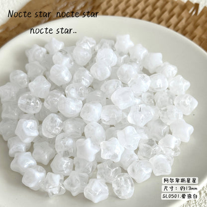 TK100 5Pcs 13mm Gradient Textured Acrylic Star Beads DIY Bracelet Phone Chain Jewelry Accessories